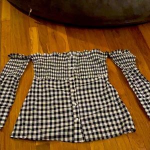 Gorgeous strapless checkers top size large